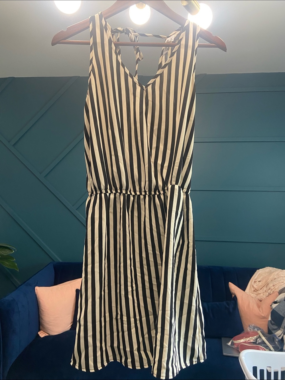 Cupshe Black & White Striped Sleeveless Dress